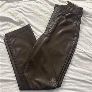 Brown Faux Leather Pants
